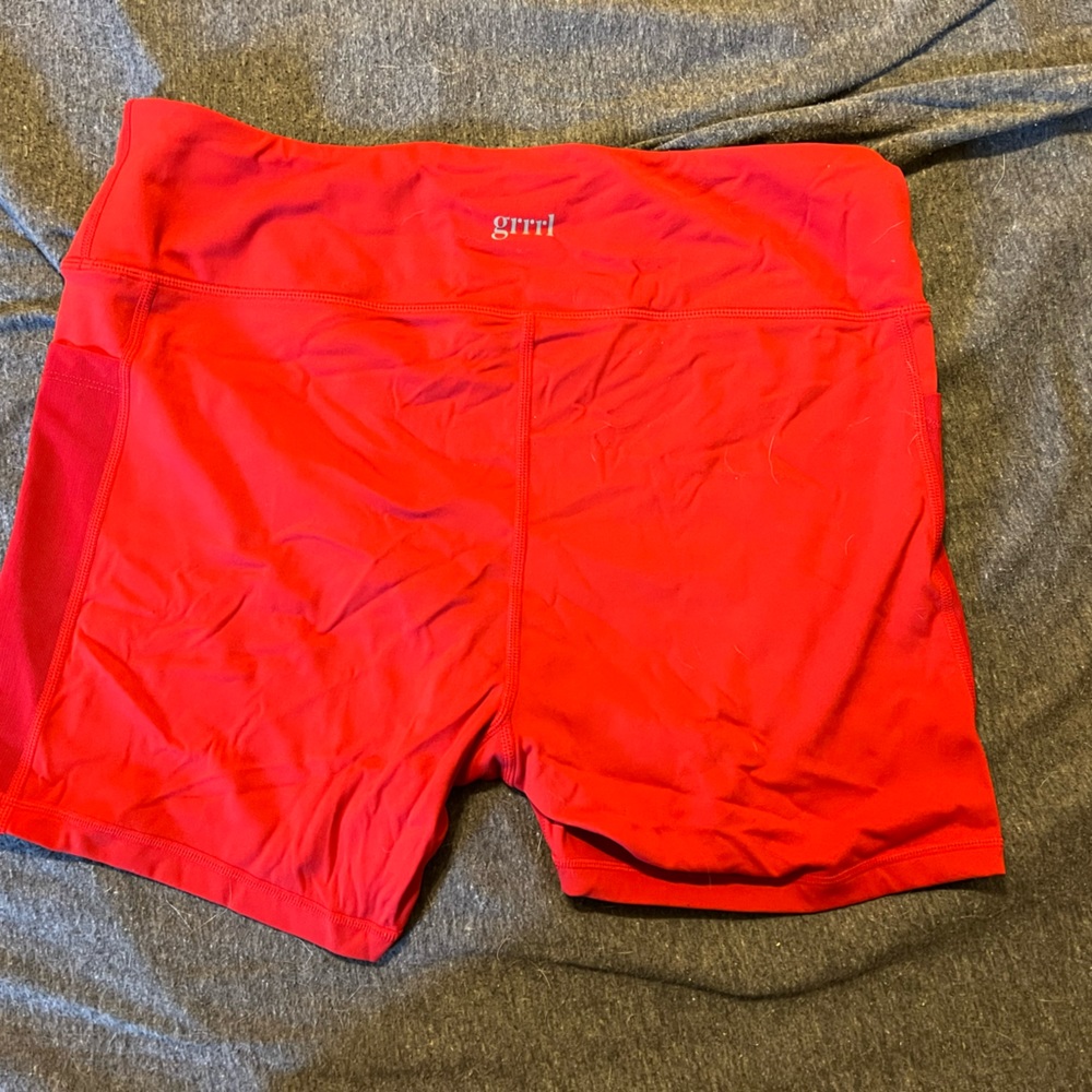 grrl Red Athletic Shorts for Women - High-Waist Performance
